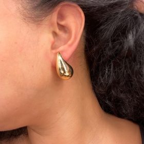 Chunky Gold Hoop Earrings for Women, Dupes Earrings Lightweight Waterdrop Hollow Open Hoops, Hypoallergenic Gold Plated Earrings Fashion Jewelry for Women Girls photo review