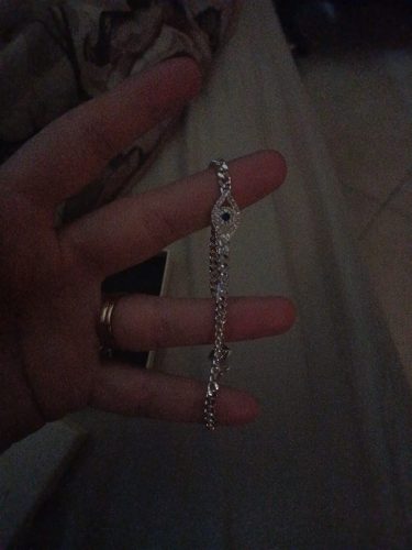 Evil Eye Bracelet, Sideway Cross Bracelet, Silver/Gold/Rose Gold Bracelet for Women Girls Adjustable Slide Chain Jewelry photo review