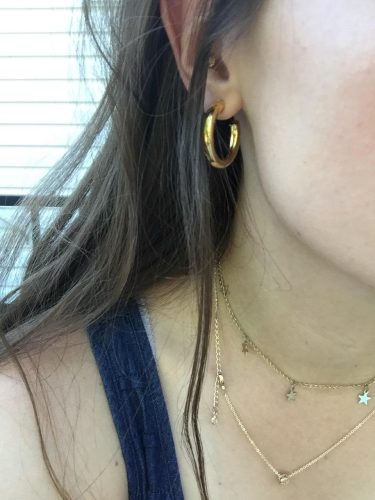14K Gold Plated Lightweight Chunky Open Hoops for Women | Trendy Gold Hoop Earrings photo review