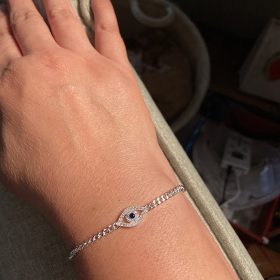 Evil Eye Bracelet, Sideway Cross Bracelet, Silver/Gold/Rose Gold Bracelet for Women Girls Adjustable Slide Chain Jewelry photo review