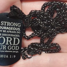 American Dog Tag Necklace Bible Verse Pendant, Men Boys Stainless Steel Cross Patriotic Flag Jewelry Gift 24 Inches Chain photo review