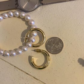 14K Gold Plated Lightweight Chunky Open Hoops for Women | Trendy Gold Hoop Earrings photo review