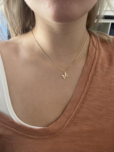 Gold Initial Necklaces for Women Girls, Dainty Gold Letter Necklace Tiny A-Z Pendant Choker Necklace Trendy Cute Personalized Monogram Name Necklace Gold Jewelry Necklace for Teen Girls Gift photo review