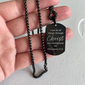 American Dog Tag Necklace Bible Verse Pendant, Men Boys Stainless Steel Cross Patriotic Flag Jewelry Gift 24 Inches Chain photo review