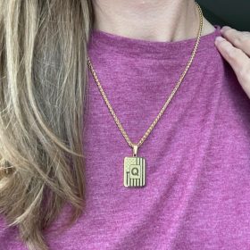 A-Z Necklace for Men Boys, American Flag Stainless Steel Letter Pendent Chain 20+2 Inches photo review