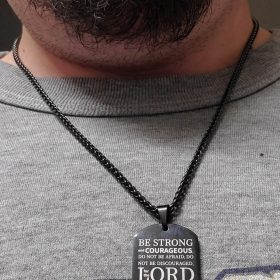 American Dog Tag Necklace Bible Verse Pendant, Men Boys Stainless Steel Cross Patriotic Flag Jewelry Gift 24 Inches Chain photo review
