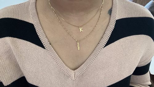 Gold Initial Necklaces for Women Girls, Dainty Gold Letter Necklace Tiny A-Z Pendant Choker Necklace Trendy Cute Personalized Monogram Name Necklace Gold Jewelry Necklace for Teen Girls Gift photo review