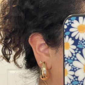 Chunky Gold Hoop Earrings for Women, Dupes Earrings Lightweight Waterdrop Hollow Open Hoops, Hypoallergenic Gold Plated Earrings Fashion Jewelry for Women Girls photo review