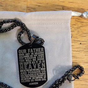 American Dog Tag Necklace Bible Verse Pendant, Men Boys Stainless Steel Cross Patriotic Flag Jewelry Gift 24 Inches Chain photo review