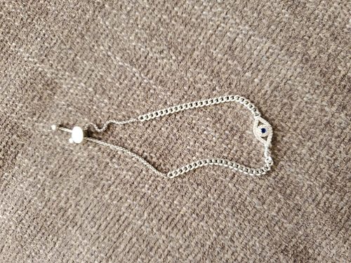 Evil Eye Bracelet, Sideway Cross Bracelet, Silver/Gold/Rose Gold Bracelet for Women Girls Adjustable Slide Chain Jewelry photo review
