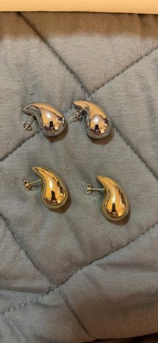 Chunky Gold Hoop Earrings for Women, Dupes Earrings Lightweight Waterdrop Hollow Open Hoops, Hypoallergenic Gold Plated Earrings Fashion Jewelry for Women Girls photo review