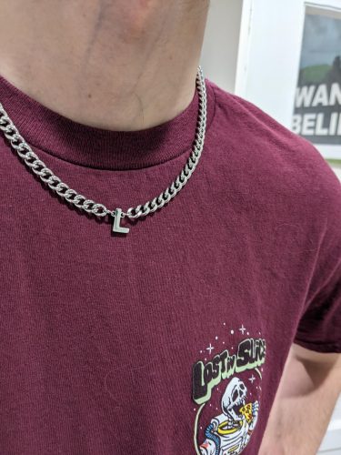 A-Z Cuban Link Chain Necklace for Boys Men Women Letter Pendant Stainless Steel 6.5mm 18+2 Inches Jewelry Gift photo review