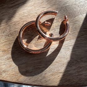 14K Gold Plated Lightweight Chunky Open Hoops for Women | Trendy Gold Hoop Earrings photo review
