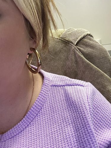 14K Gold Plated Lightweight Chunky Open Hoops for Women | Trendy Gold Hoop Earrings photo review