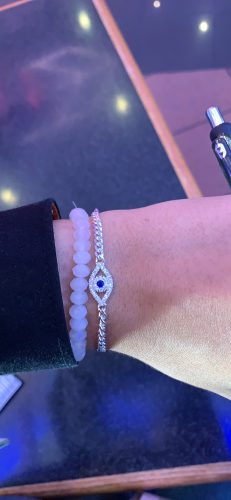 Evil Eye Bracelet, Sideway Cross Bracelet, Silver/Gold/Rose Gold Bracelet for Women Girls Adjustable Slide Chain Jewelry photo review